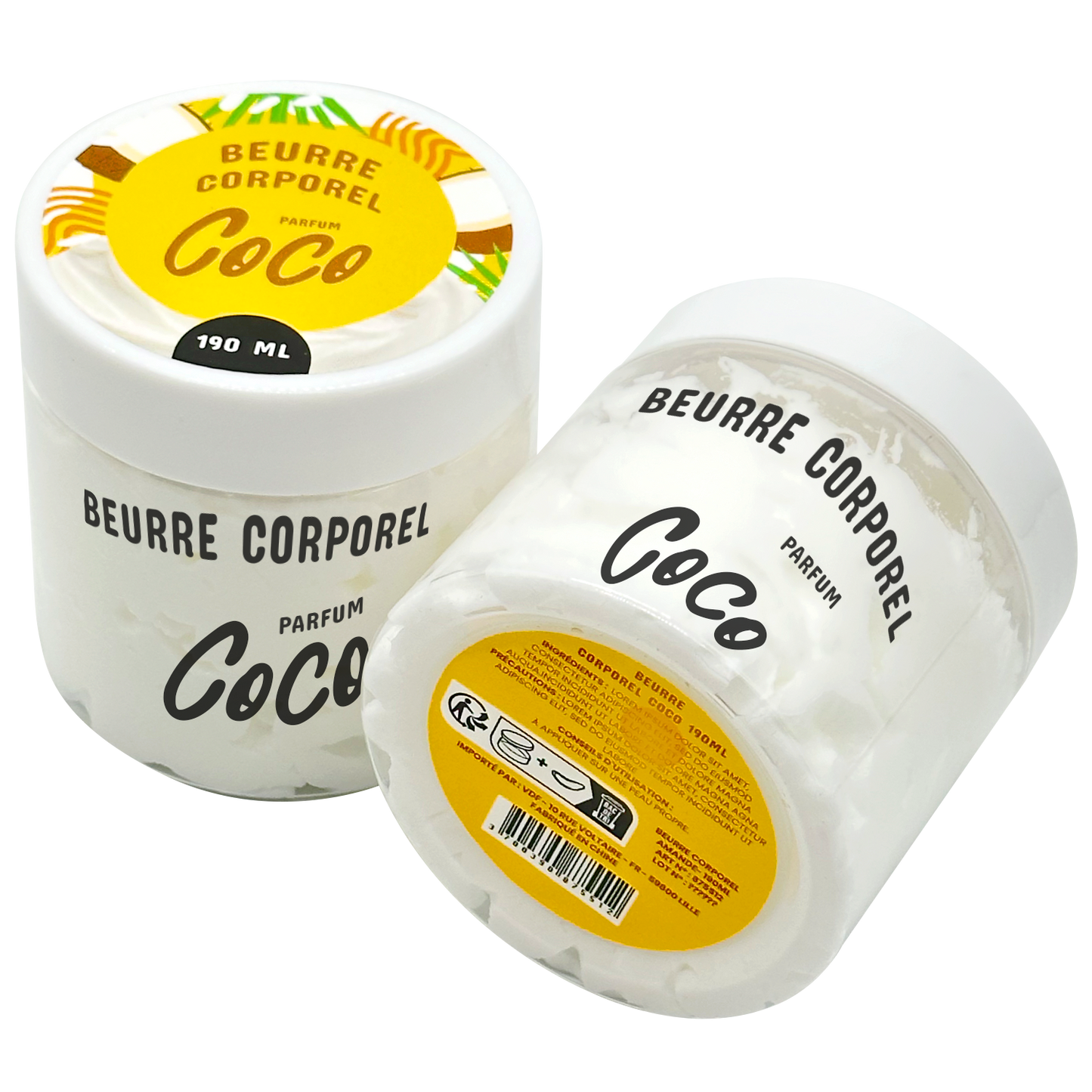Beurre Corporel fouetté - 190ml - Senteur Coco - FT