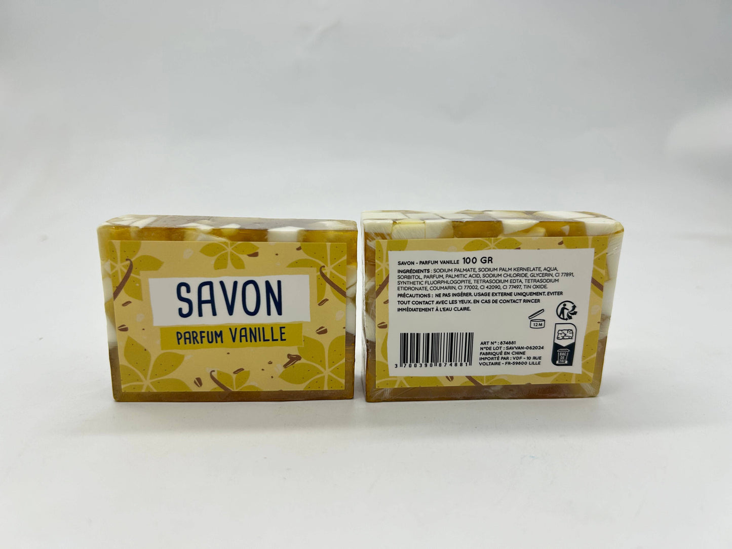 Savon en tranche glycérine végétale 100 gr - Senteur Vanille