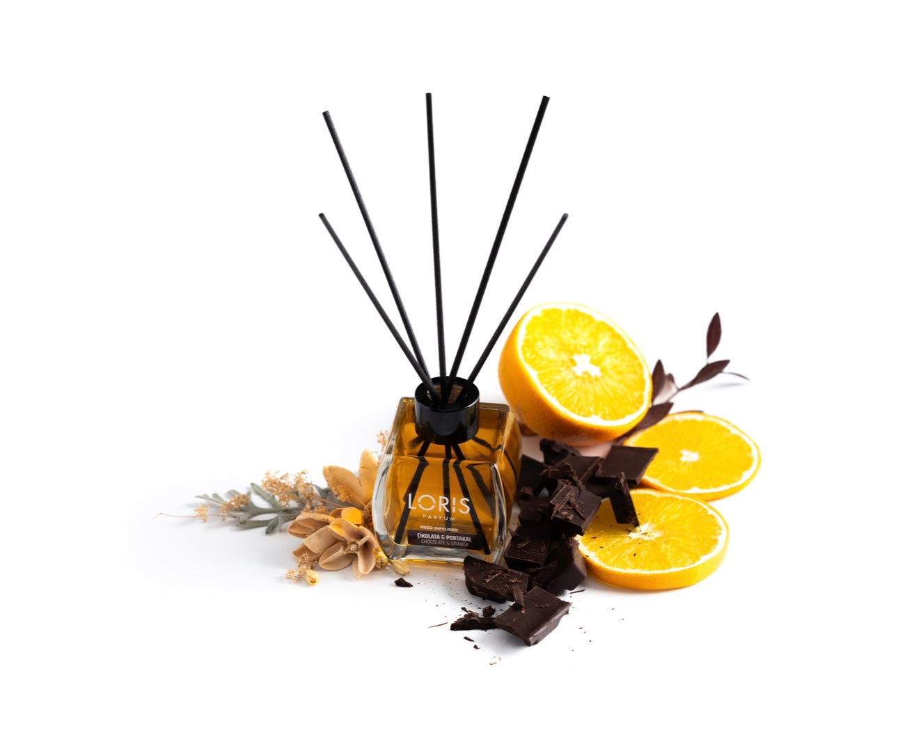 Mikado diffuseur de parfum CHOCOLAT & ORANGE - Loris Parfum - 120ml
