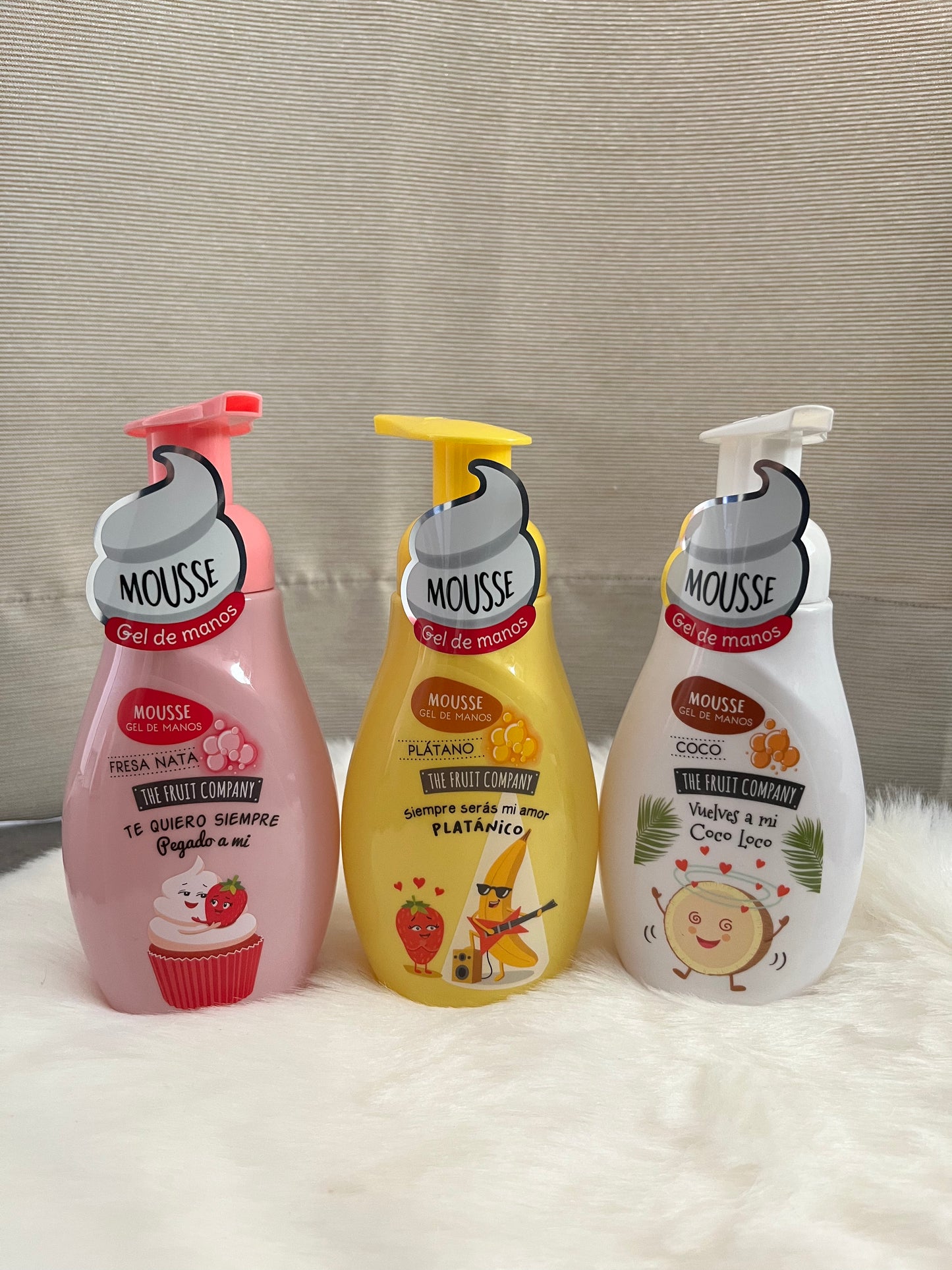 Savons mains « pousse mousse » COCO, MELON, BANANE, FRAISE CHANTILLY