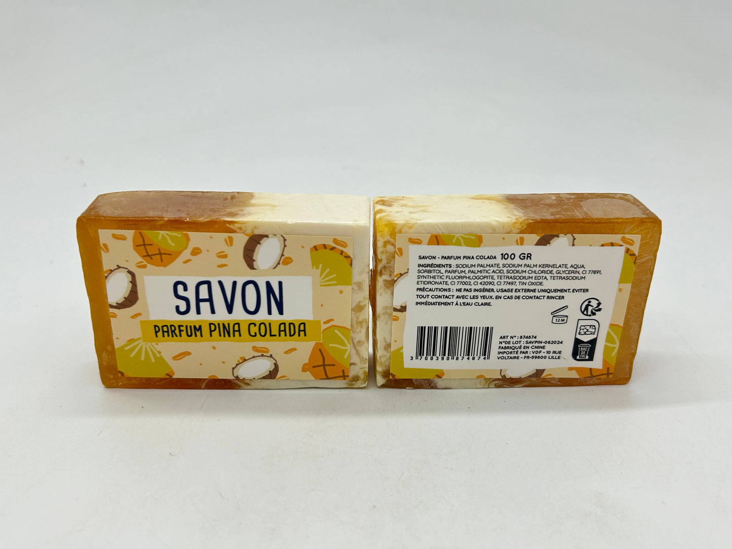 Savon en tranche glyc végé 100 gr - Senteur Pina colada