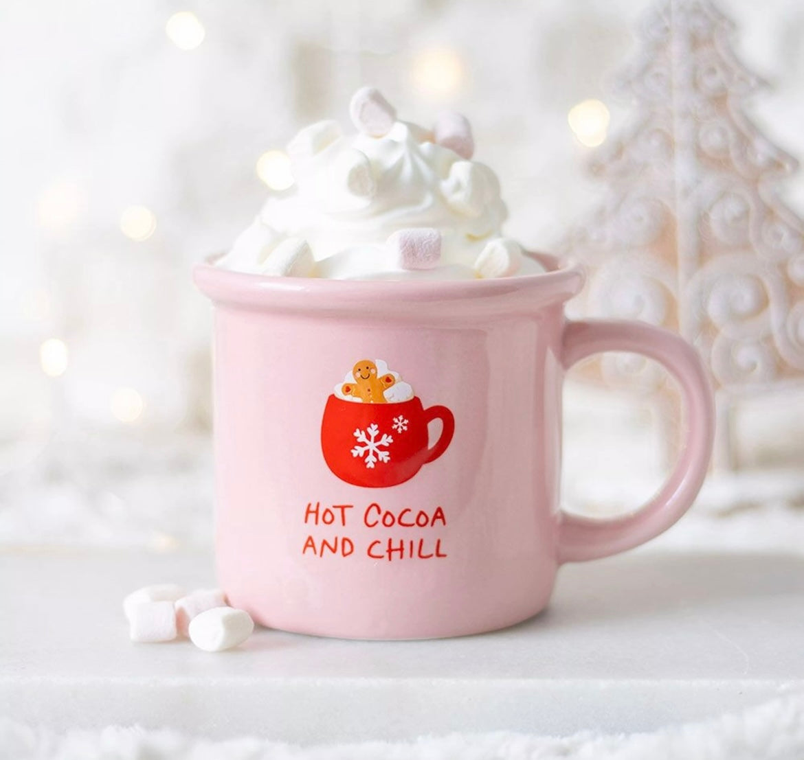 Tasse rose « Hot Cocoa and Chill »