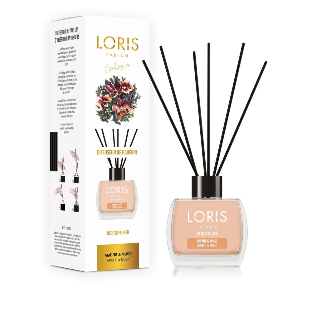 Mikado diffuseur de parfum AMBRE & MUSC - Loris Parfum - 120ml