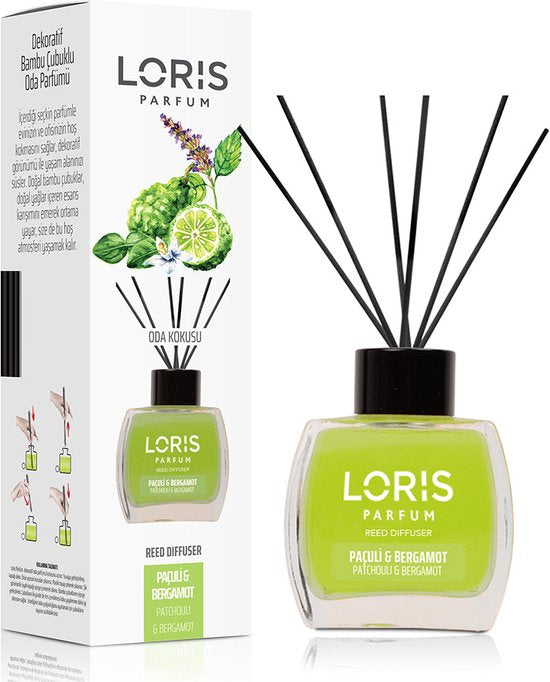 Mikado diffuseur de parfum PATCHOULI & BERGAMOTE - Loris parfum - 120ml