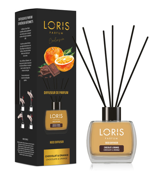 Mikado diffuseur de parfum CHOCOLAT & ORANGE - Loris Parfum - 120ml