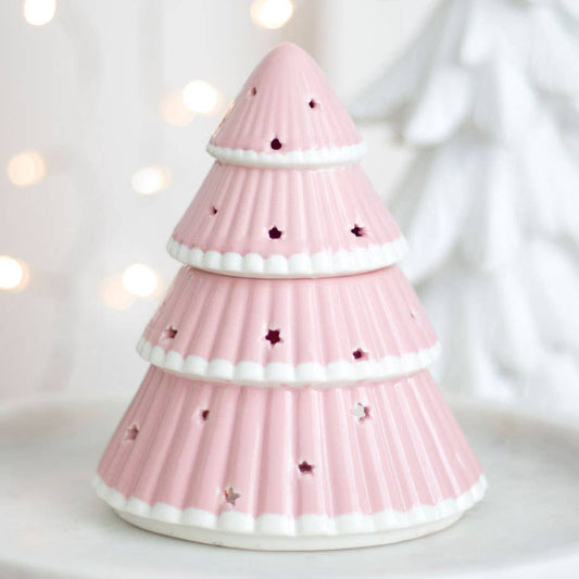 Brûleur à fondants parfumés - Sapin de Noël rose